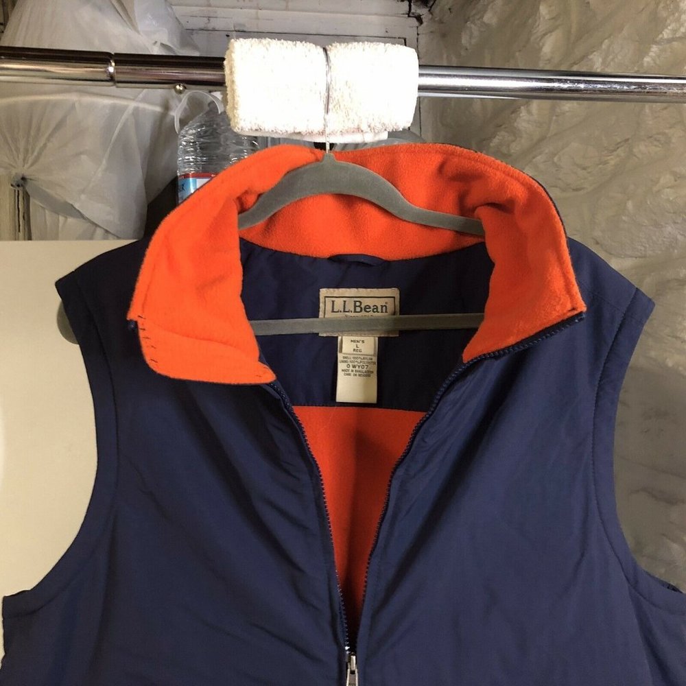Vintage L.L. Bean Mens Vest L Blue & Orange Nylon